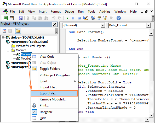 Exporting macros to a .bas file