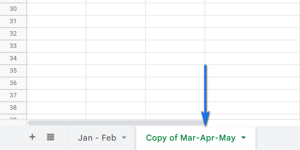 The tab is copied to another spreadsheet.