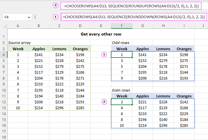 Extract every other row from an array.