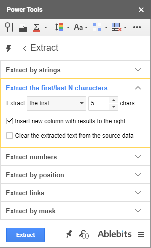 Extract the first/last N characters.