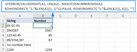 An improved formula to extract number from the end of a string