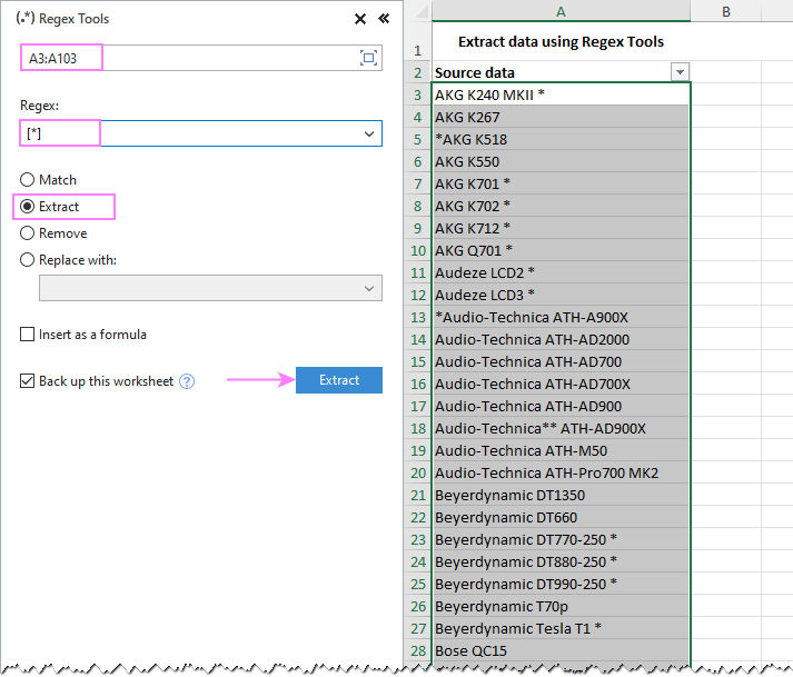 Use the RegexTools to extract specific data.