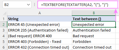 Simple formula to extract text between parentheses