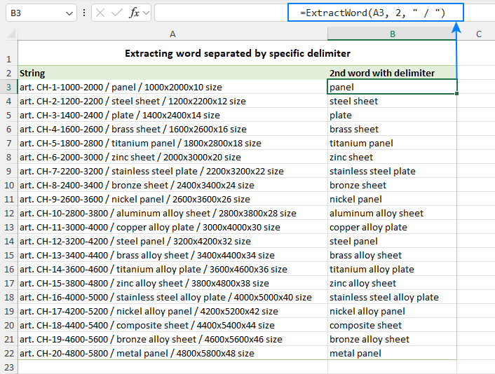 Extracting a word separated by a custom delimiter