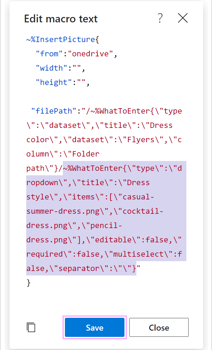 Adding the second WhatToEnter to the filePath parameter