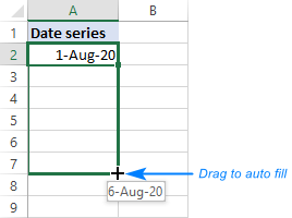 Auto fill a date series in Excel.