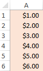 The desired format is applied to other cells in the column.