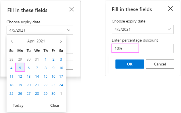 Filling in the template fields