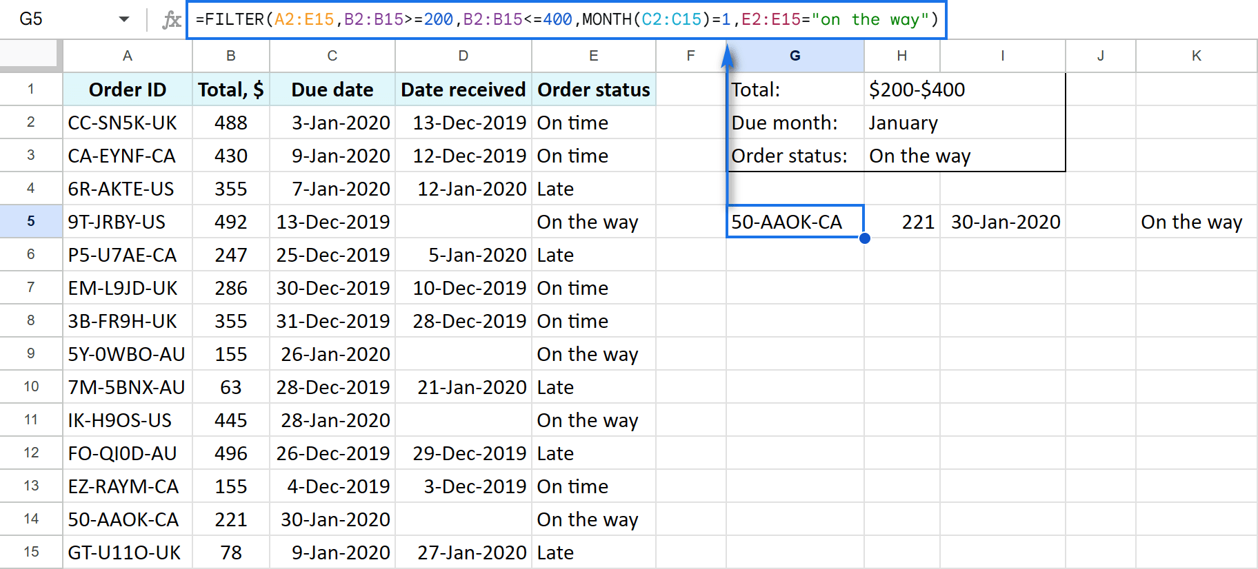 Filtering based on multiple columns.