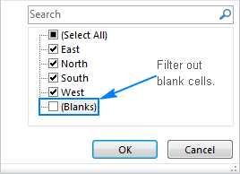 Filtering out blanks