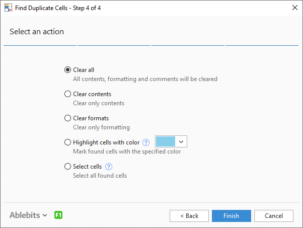 Identify duplicates and uniques in Excel, remove or select them.