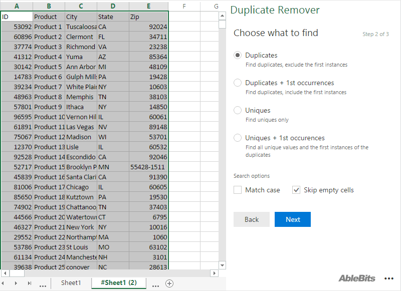 Find unique or duplicate records.