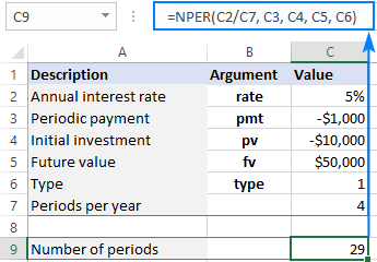 A universal formula to find NPER in Excel