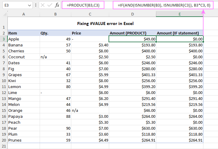 To avoid the #VALUE error in Excel formulas, verify that the data type in the referred cells is correct.