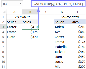 Use implicit intersection to limit an array or range to one lookup value.