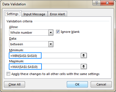 Formula-based data validation rule