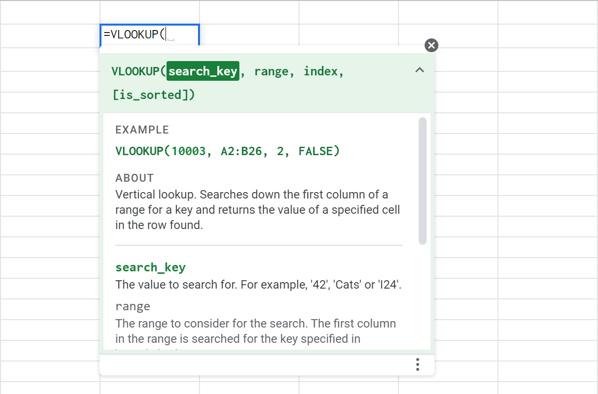 Pay attention to Google Sheets formula hints.