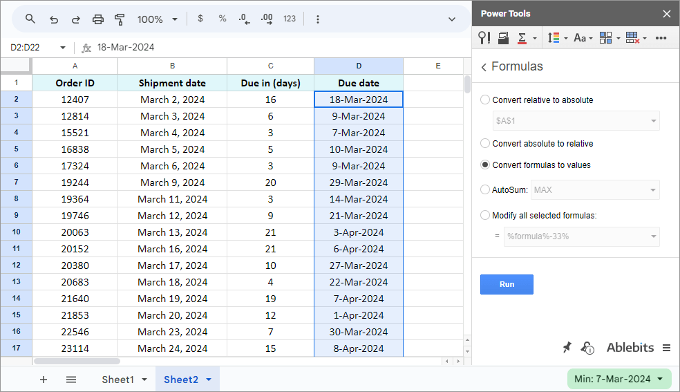 Replace all formulas with their calculated values.