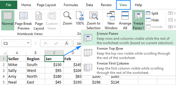 Freezing multiple columns in Excel