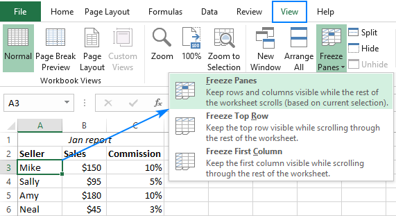 Freezing multiple rows in Excel