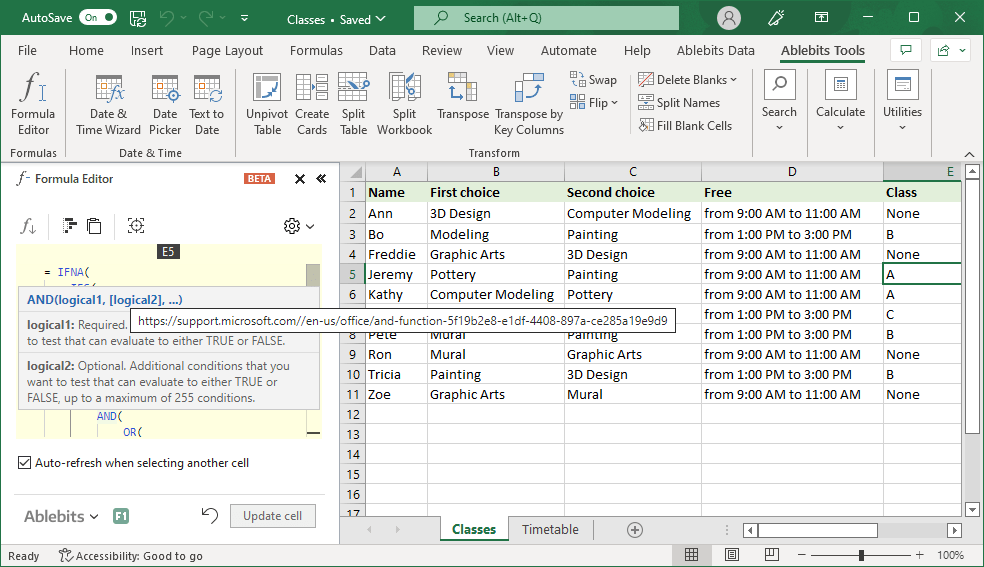 Get hints on the formula arguments