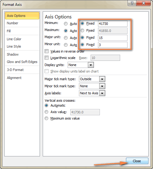 Adjust the number of dates on the Gantt chart.