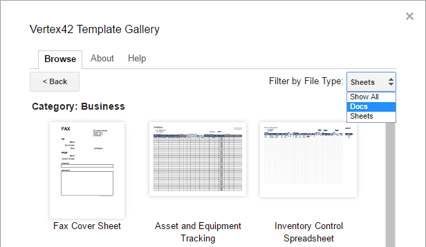 Sheets and docs templates in one place