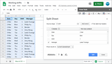 Split Sheet add-on for Google Sheets