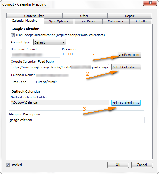 Creating a new mapping with gSyncit