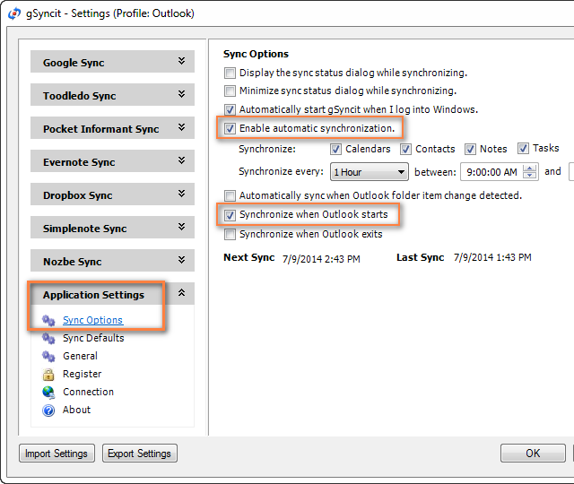 Configuring automatic synchronization with gSyncit