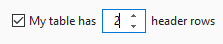 Enter the number of header rows.