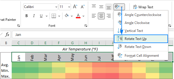 Aligning column headers vertically