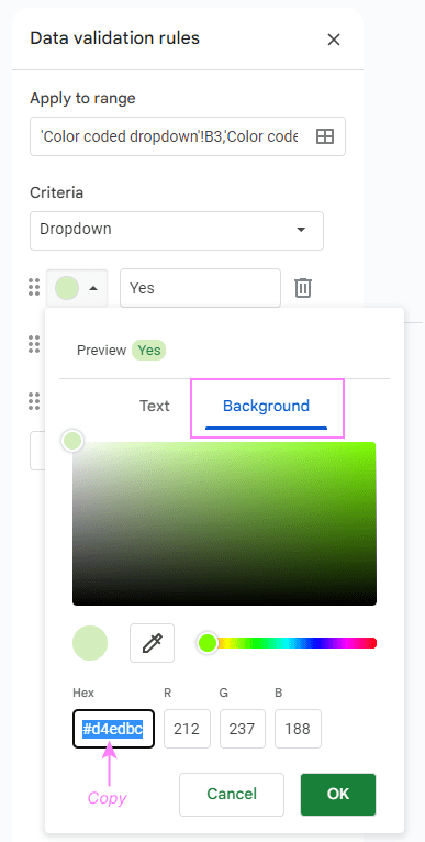 Copy the hex color code.