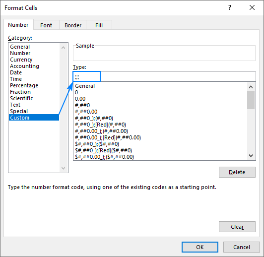 Custom number format to hide numbers