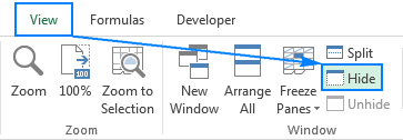 Hiding the workbook window in Excel