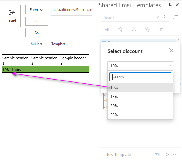 Highlight the entire table row in one of the colors from the dropdown list.