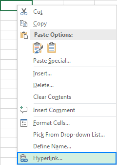 Create a hyperlink by using the right-click menu.