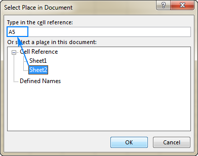 Creating a hyperlink to a specific cell