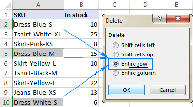 If a cell contains certain text, remove the entire row.