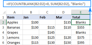 Run another function depending on COUNTBLANK result.