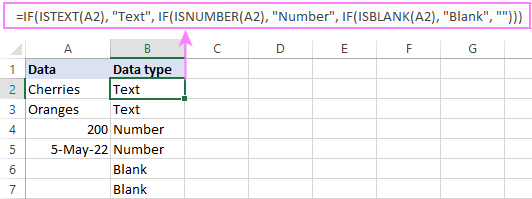 IF with ISNUMBER, ISTEXT and ISBLANK