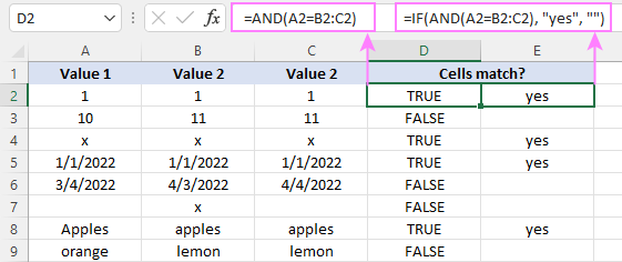 Checking if multiple cells are equal