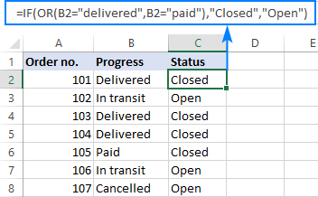 IF OR statement in Excel