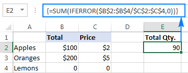 IFERROR in an array formula