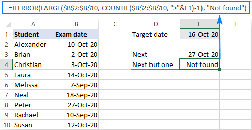 A formula to get a future closest date and catch errors