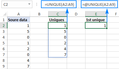 Use the implicit intersection operator to make the formula behave like a non-array formula.