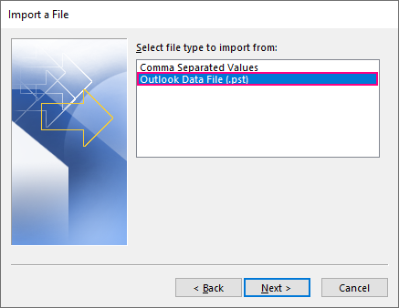 Importing contacts from a PST file