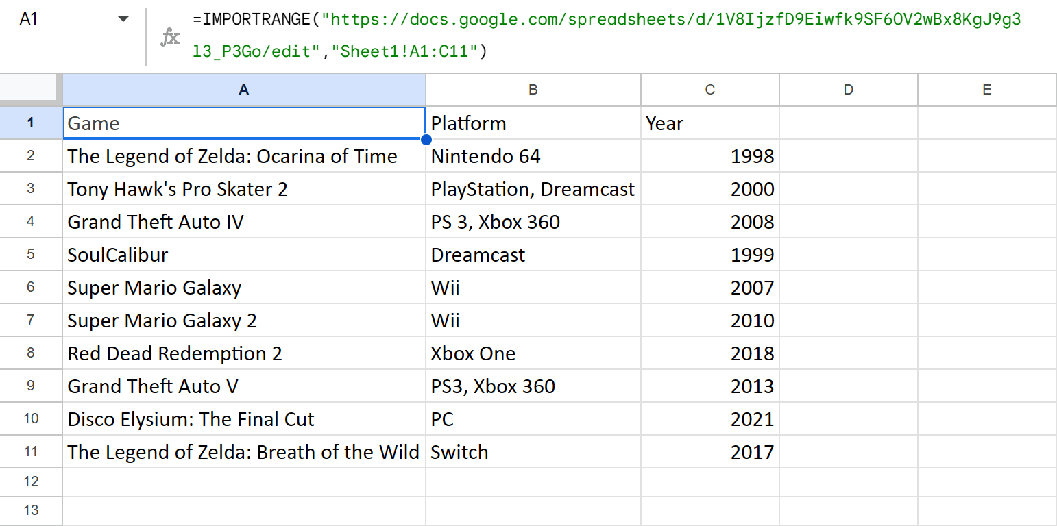 Import data from another Google spreadsheet.