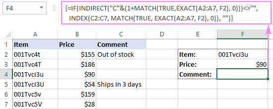 The INDEX MATCH formula returns nothing if the return cell in empty.