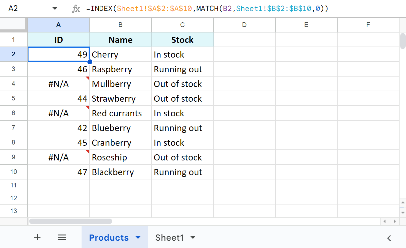 INDEX MATCH updates the leftmost column.